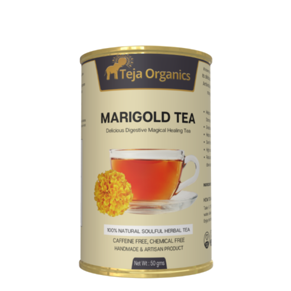 Marigold Tea 50 gm | 100% Pure Marigold Flowers | Caffeine Free Herbal Tea | Antioxidant Rich | Supports Skin Eye Digestive Wellness