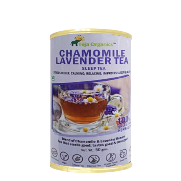 Chamomile Lavender Tea 50 gm | Herbal Tea Blend |Traditionally consumed to calm the mind, reduce stress, and promote restful sleep| Blend of Chamomile & Lavender flowers tea that smells good, testes good & does good | Caffeine Free