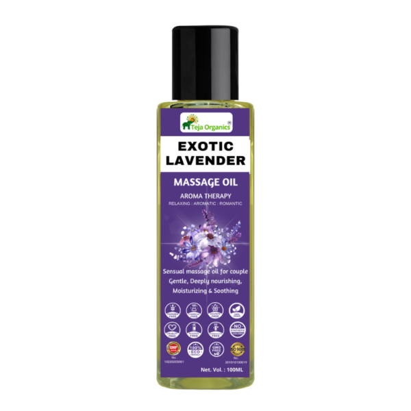 Exotic Lavender Massage Oil 100ml | Aromatherapy Body Massage Oil for Relaxation & Stress Relief | Gentle , Deeply Nourshing, Moisturizing & Soothing | Improves Sleep Qulity